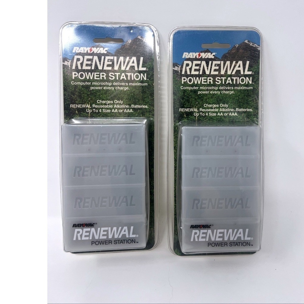 Vintage Rayovac Renewal Power Station PS1 Battery Charger Lot of 2 NOS USA